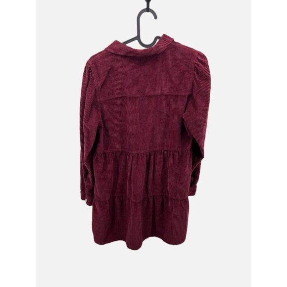 American Eagle Burgundy Button-Up Babydoll Shirt Dress Size XS 100% Cotton - Picture 2 of 3